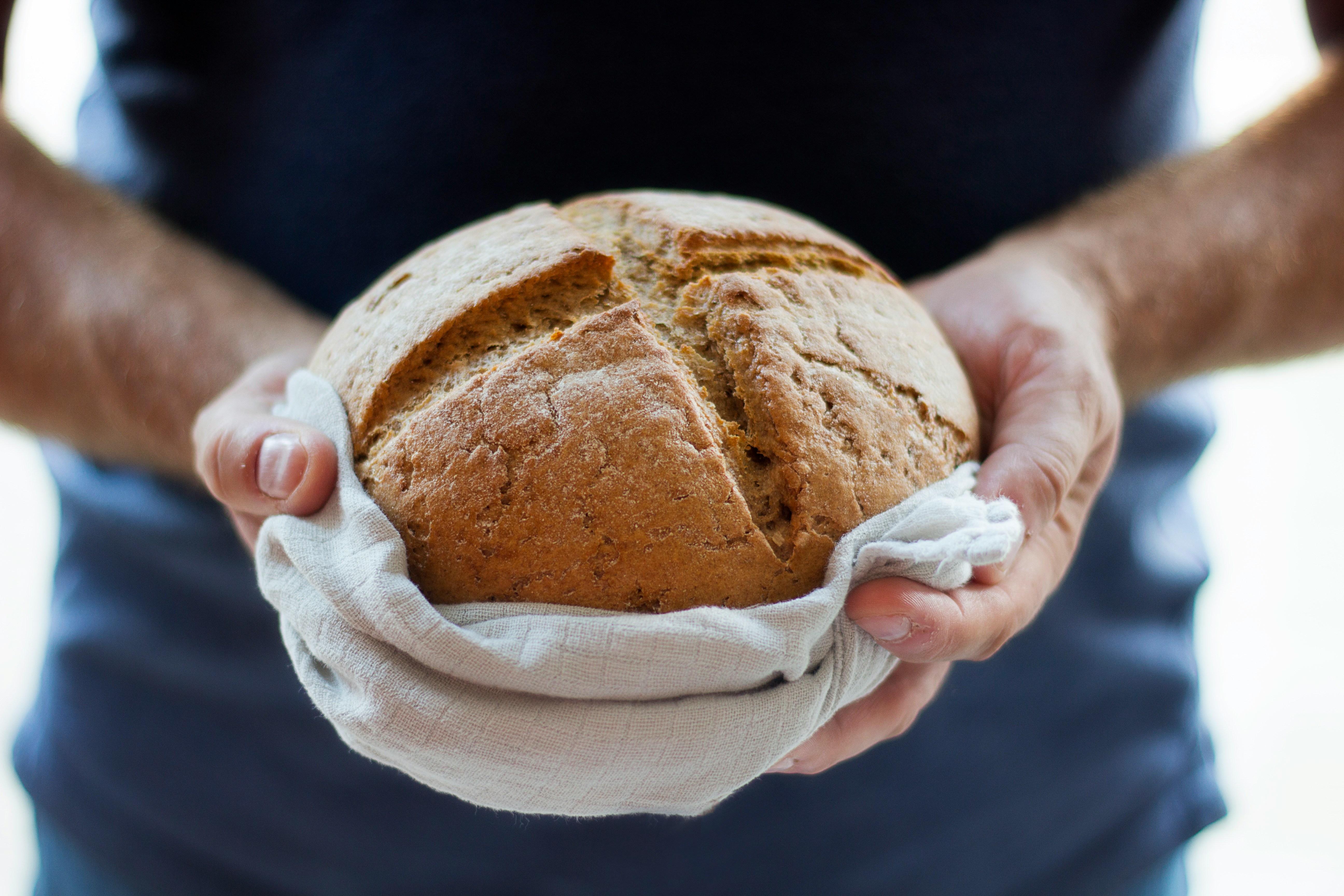 hands holding bread loaf